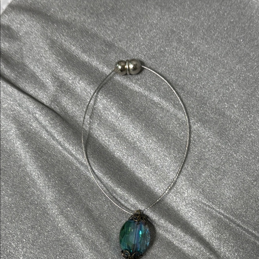 Elegant Silver and Blue Peacock Rear View Mirror Hanger - Picture 8 of 9
